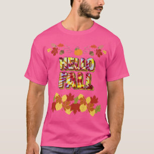 ハロー秋、紅葉、カボチャと秋 Tシャツ