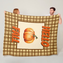 ハロー秋-自然パンプキンプレイドコージー秋 フリースブランケット