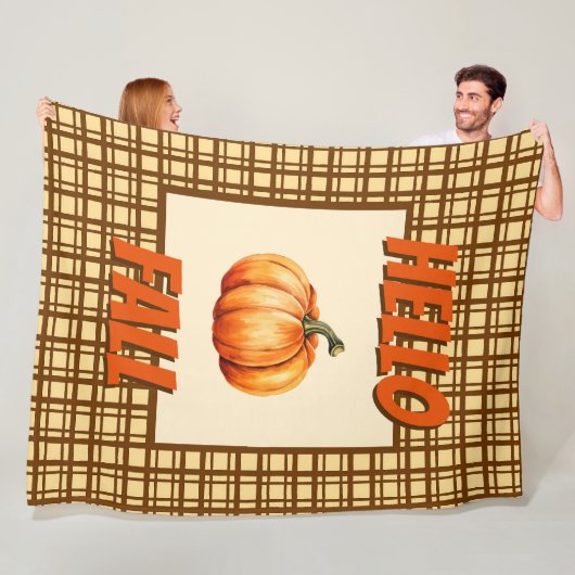 ハロー秋-自然パンプキンプレイドコージー秋 フリースブランケット (インサイチュ)