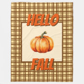 ハロー秋-自然パンプキンプレイドコージー秋 フリースブランケット (正面)