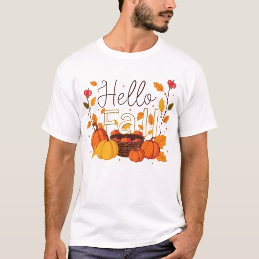 ハロー秋Tシャツ – Cozy Autumn Vibes Tシャツ (正面)