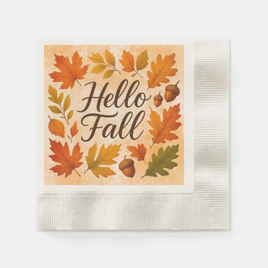 ハロー紅葉とどんぐり 縁ありカクテルナプキン (正面)
