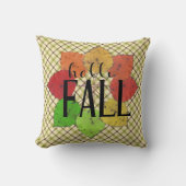 ハロー紅葉ファミリー名グリーンプレイドタータンチェック クッション (正面)