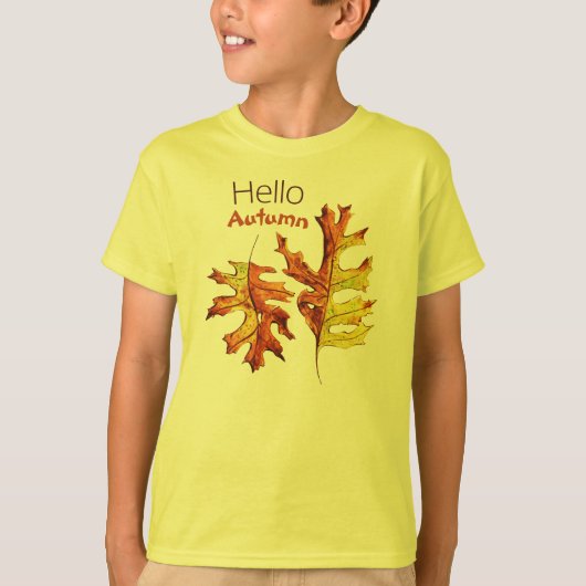 ハロー紅葉水彩自然恋人 Tシャツ (正面)