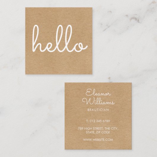 ハロー素朴クラフトシンプルモダン スクエア名刺 (正面/裏面)