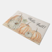 ハロー素朴秋ウォーターカラーパンプキン ドアマット (アングル)