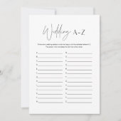 ハロー結婚のA-Zブライダルシャワーゲームカード 招待状 (正面)