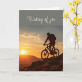 ハロー考えズオブユーマウンテンサイクリングバイクもしくは自転車に乗る人 カード (黄色い花)