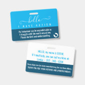 ハロー自閉症に対する認識と緊急連絡 バッジ (正面＆裏面)