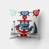 ハロー航海のセーラーいかりセールボートデザイン クッション (裏面)