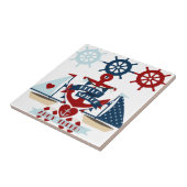 ハロー航海のセーラーいかりセールボートデザイン タイル (側面)