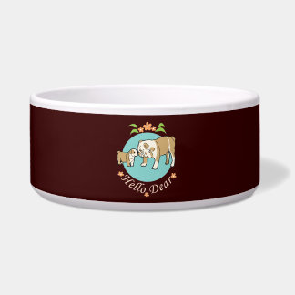 ハロー親愛イングリッシュブルドッグの母親と子供 ボウル