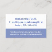 ハロー認知症認識度と緊急連絡 名刺 (裏面)