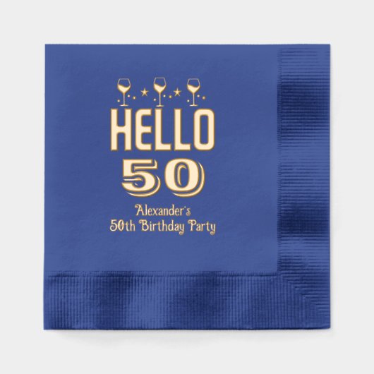 ハロー誕生日/アニバーサリーエイジワイングラス 箔ナプキン (正面)