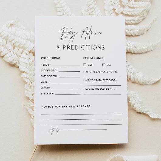 ハロー赤ちゃんシャワーアドバイス及び予報カード 招待状