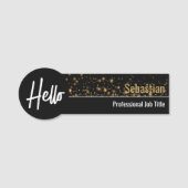 ハロー金ゴールド《写真》ぼけ味ブラック&金ゴールドプロフェッショナル 名札 (正面)