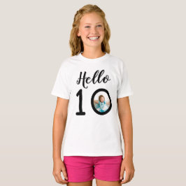 ハロー10 写真入り 10歳の誕生日 キッズ用 Tシャツ