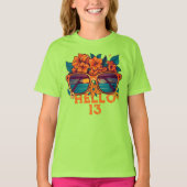 ハロー13トロピカルヴィンテージレトロサマー誕生日 Tシャツ (正面)