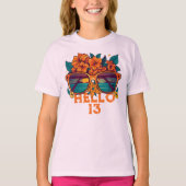 ハロー13トロピカルヴィンテージレトロサマー誕生日 Tシャツ (正面)