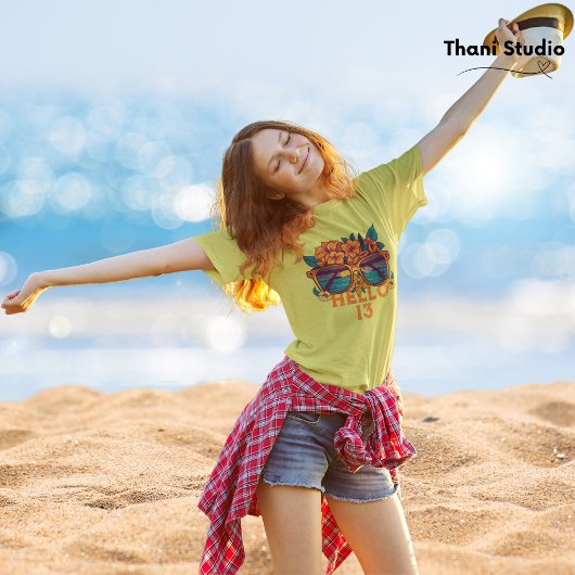 ハロー13トロピカルヴィンテージレトロサマー誕生日 Tシャツ