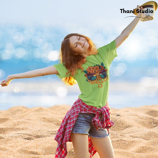 ハロー13トロピカルヴィンテージレトロサマー誕生日 Tシャツ