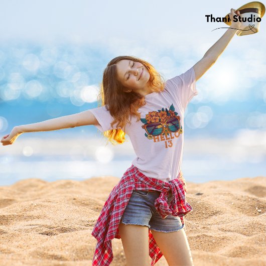 ハロー13トロピカルヴィンテージレトロサマー誕生日 Tシャツ