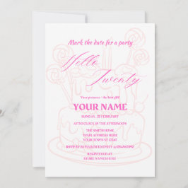 ハロー2シンプル歳とモダン誕生日の招待 招待状