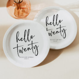 ハロー20ミニマリスト20th誕生日パーティー ペーパープレート