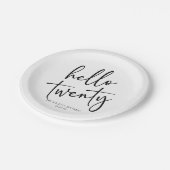 ハロー20ミニマリスト20th誕生日パーティー ペーパープレート (アングル)