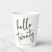 ハロー20ミニマリスト20th誕生日パーティー 紙コップ (正面)