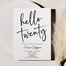 ハロー20ミニマルthエレガント誕生日パーティー 招待状