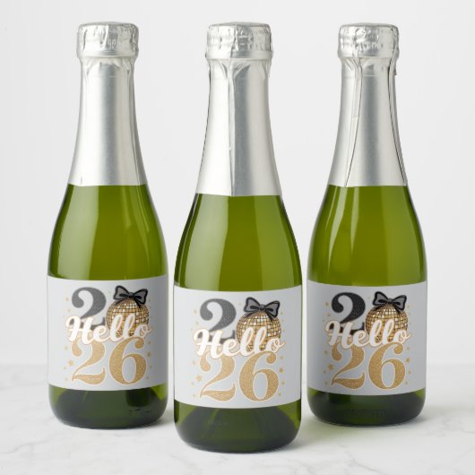 ハロー2026 ディスコボール 慶祝 スパークリングワインラベル (ボトル)