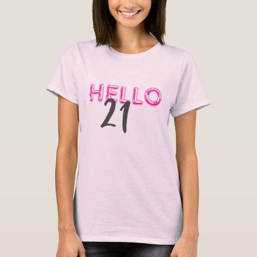 ハロー21かわいいピンク誕生日 Tシャツ (正面)