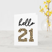 ハロー21 | かわいい21歳の誕生日チーター柄 カード (黄色い花)