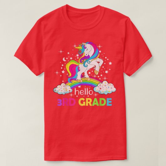 ハロー3年生ユニコーン学校初日 Tシャツ (デザイン正面)