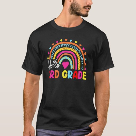 ハロー3年生先生キッズ新学期Thir Tシャツ (正面)
