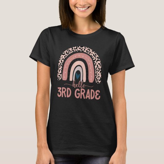 ハロー3年生先生ヒョウ虹バックSc Tシャツ (正面)