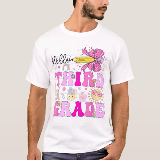 ハロー3年生新学期ペンシルコケット Tシャツ (正面)