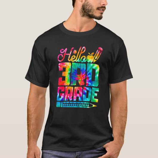 ハロー3年生絞り染め新学期初日 Tシャツ (正面)