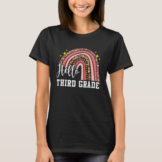 ハロー3年生3年生レインボーヒョウBack T Tシャツ (正面)