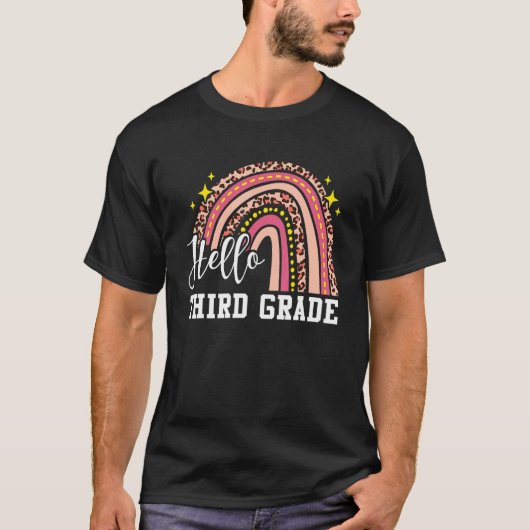 ハロー3年生3年生レインボーヒョウBack T Tシャツ (正面)
