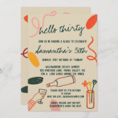 ハロー30サーティティースワイナリーランチ誕生日 招待状 (正面/裏面)