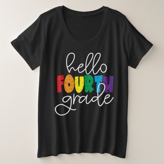 ハロー4年生先生4年生 プラスサイズTシャツ (デザイン正面)