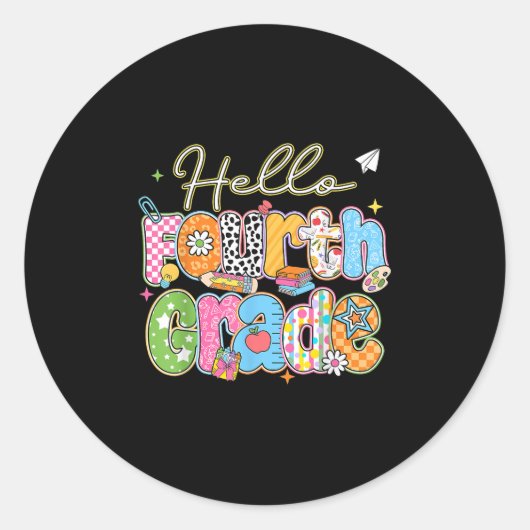 ハロー4年生1日目新学期 ラウンドシール (正面)