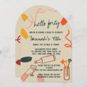 ハロー40フォーティワイナリーランチ誕生日 招待状 (正面/裏面)