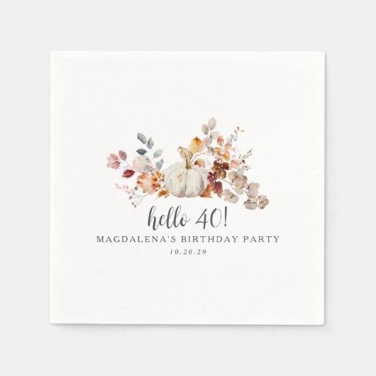 ハロー40秋パンプキ離れンカスタム誕生日 スタンダードカクテルナプキン (正面)