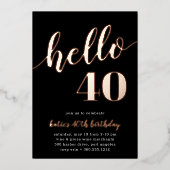 ハロー40 | マイルストーン誕生日パーティー 箔招待状 (正面)