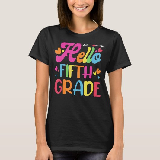 ハロー5年生かわいい新学期5年生 Tシャツ (正面)