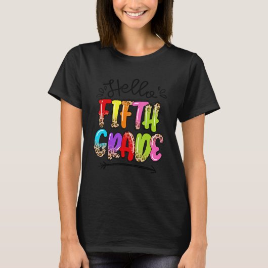 ハロー5年生ハッピーファースト・デイ新学期Fif Tシャツ (正面)