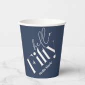 ハロー50モダンネイビミニマルーブルー50歳の誕生日 紙コップ (正面)